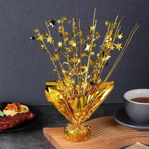6 Pcs Metallic Foil Spray Centerpiece Star Table Decoration Gold Centerpieces Decors with Star Burst Table Centerpieces for Birthday Wedding Holiday Anniversary Graduation Home Party in Saudi Arabia