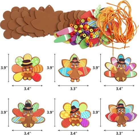 WorldBazaar Turkey Craft Kits for Kids 12 Pack Thanksgiving Turkey Necklace Crafts Bulk DIY Turkey Kits Thanksgiving Party Activities Game Individually Wrapped in Saudi Arabia