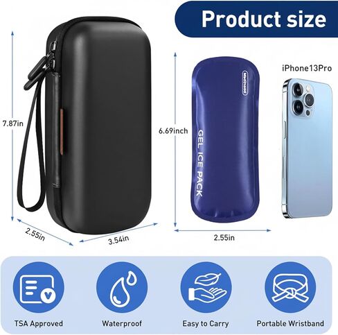 Insulin Cooler Travel Case, Portable Temperature Display Medicine Travel Cooler, Diabetes Case with 2 Reusable Ice Packs TSA Approved for Diabetic Supplies Patent Pending(Seafoam) in Kuwait