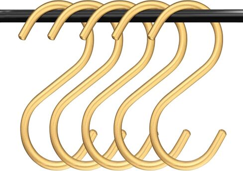 30 قطعة خطافات ذهبية على شكل حرف S، خطافات على شكل حرف S من سبائك الألومنيوم، شماعة خطاف ذهبية، خطافات S شديدة التحمل، خطافات فائدة للحمام، غرفة الملابس، المطبخ، الحديقة in Saudi Arabia
