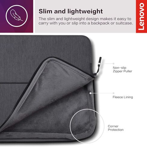 حقيبة كمبيوتر محمول Lenovo Urban مقاس 14 بوصة لأجهزة الكمبيوتر المحمول/الكمبيوتر المحمول/الكمبيوتر اللوحي متوافقة مع MacBook Air/Pro مقاومة للماء - رمادي فحمي وحقيبة كمبيوتر محمول T210، حقيبة كتف للكمبيوتر المحمول أو الكمبيوتر اللوحي in Saudi Arabia