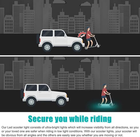 مصباح ساق سكوتر Waybelive LED، ضوء سكوتر للتحكم عن بعد، 16 لونًا يتغير بنفسك، 2 × 1 قدم، مقاوم للماء، مقاوم للصدمات، ساطع للغاية للعرض في الليل. هدية جيدة للأطفال in Kuwait