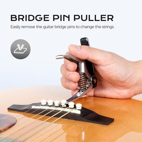C1 Guitar Capo, 3 in 1 Zinc Alloy Capo with Pick Holder and Bridge Pin Puller, Capos for Acoustic Guitar Electric Guitar Bass Ukulele Banjo Mandolin, Guitar Accessories, Black in Saudi Arabia