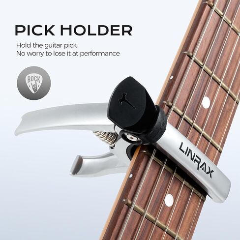 C1 Guitar Capo, 3 in 1 Zinc Alloy Capo with Pick Holder and Bridge Pin Puller, Capos for Acoustic Guitar Electric Guitar Bass Ukulele Banjo Mandolin, Guitar Accessories, Black in Saudi Arabia