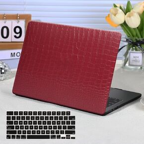 Funut متوافق مع جراب Crocodile MacBook Air 15 بوصة 2025 2024 2023 M4 M3 M2 A3241 A3114 A2941، جراب صلب من البلاستيك من جلد التمساح الفاخر الأنيق وغطاء لوحة المفاتيح، وردي in Kuwait