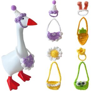 6 قطع من ملابس الإوزة المكتبية مقاس 7 بوصات قبعات كروشيه مصنوعة يدويًا لتمثال أوزة مغناطيسي صغير، إكسسوارات ديكور لطيفة على شكل إوز لعيد الميلاد والهالوين والتخرج in Kuwait