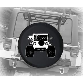 Driving with The Dog 4x4 Off Road Vehicle for Rough Terrain Adventure Animal Lovers JL Spare Tire Cover with Backup Camera Hole Black Size 32 Inch in Saudi Arabia