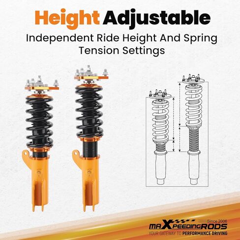 maXpeedingrods Coilovers for Mitsubishi Lancer CX/CY 2008-2016, for Mitsubishi Outlander Sport GA 2011-2020, 24 Levels Damper Adjustable Coilovers Suspension Kit, Height Adjustable Lowering Kit, Red in Saudi Arabia