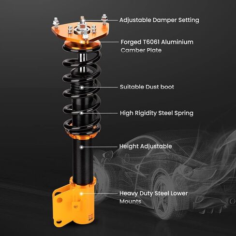 maXpeedingrods Coilovers for Subaru Legacy Outback 1998-2003, 24 Level Adjustable Damper Coilovers Suspension Kit, Height Adjustable Shock Absorber Struts Lowering Kit, Gold in Saudi Arabia
