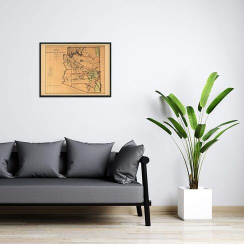 HISTORIX Vintage 1876 Arizona Territory Map - 18x24 Inch Vintage Arizona Map - Old Arizona Territory Map - Historic Map of Arizona Wall Art from The Official Records of General Land Office in Saudi Arabia