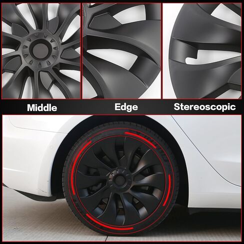 IKON MOTORSPORTS، غطاء عجلة مقاس 18 بوصة متوافق مع طراز Tesla 2017-2023 3، أغطية محور ABS طراز الرعد الأسود غير اللامع، غطاء حافة غطاء العجلة الخارجي للملحقات الخارجية، 4 عبوات in Kuwait