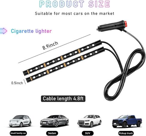 Car LED Strip Light, 48 LED RGB Auto Interior Atmosphere Lights, Cigarette Lighter Under Dash Ambient Night Light, Interior Lamp Lighting Kit Car Accessories (Blue) in Kuwait