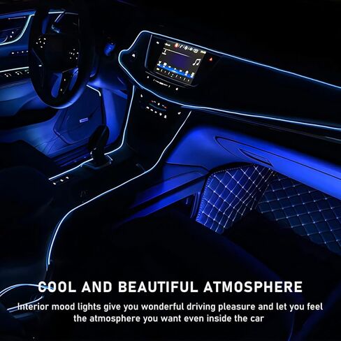 Car LED Strip Light, 48 LED RGB Auto Interior Atmosphere Lights, Cigarette Lighter Under Dash Ambient Night Light, Interior Lamp Lighting Kit Car Accessories (Blue) in Kuwait