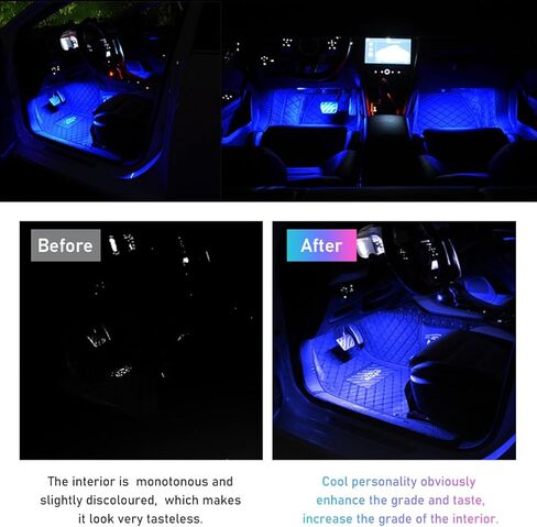 Car LED Strip Light, 48 LED RGB Auto Interior Atmosphere Lights, Cigarette Lighter Under Dash Ambient Night Light, Interior Lamp Lighting Kit Car Accessories (Blue) in Kuwait