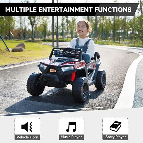 TOBBI 12V Kids Ride on Car, Electric Off-Road UTV Truck with Forward and Reverse Functions, Double Open Doors, Safety Belt, Horn, Music, and Lights for Kids Aged 3-5 Years (Blue) in Kuwait