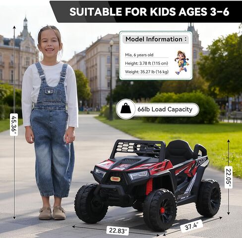 TOBBI 12V Kids Ride on Car, Electric Off-Road UTV Truck with Forward and Reverse Functions, Double Open Doors, Safety Belt, Horn, Music, and Lights for Kids Aged 3-5 Years (Blue) in Kuwait