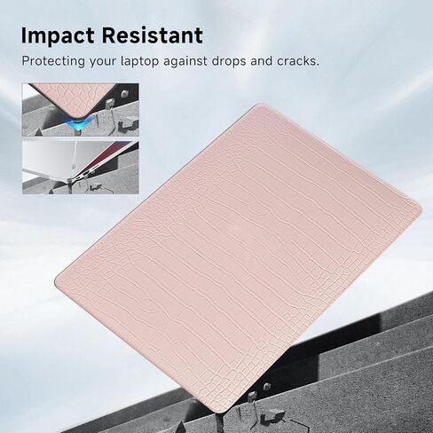 Funut متوافق مع جراب Crocodile MacBook Air 15 بوصة 2025 2024 2023 M4 M3 M2 A3241 A3114 A2941، جراب صلب من البلاستيك من جلد التمساح الفاخر الأنيق وغطاء لوحة المفاتيح، وردي in Kuwait