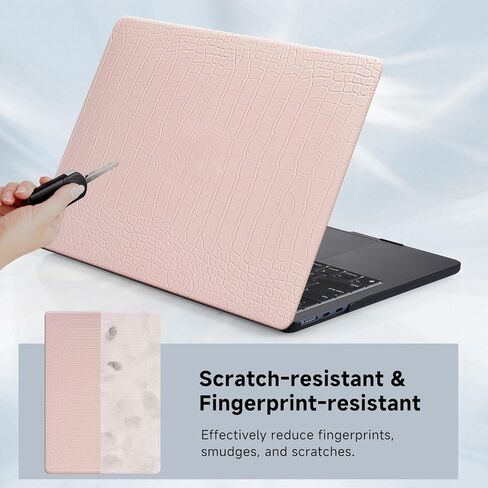 Funut متوافق مع جراب Crocodile MacBook Air 15 بوصة 2025 2024 2023 M4 M3 M2 A3241 A3114 A2941، جراب صلب من البلاستيك من جلد التمساح الفاخر الأنيق وغطاء لوحة المفاتيح، وردي in Kuwait