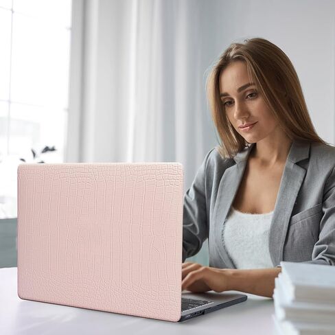 Funut متوافق مع جراب Crocodile MacBook Air 15 بوصة 2025 2024 2023 M4 M3 M2 A3241 A3114 A2941، جراب صلب من البلاستيك من جلد التمساح الفاخر الأنيق وغطاء لوحة المفاتيح، وردي in Kuwait