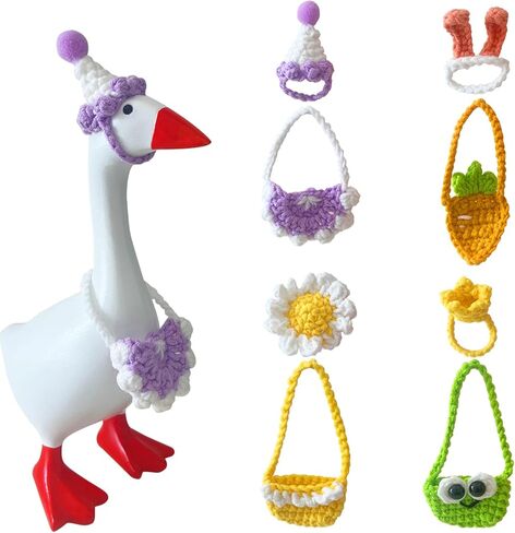 6 قطع من ملابس الإوزة المكتبية مقاس 7 بوصات قبعات كروشيه مصنوعة يدويًا لتمثال أوزة مغناطيسي صغير، إكسسوارات ديكور لطيفة على شكل إوز لعيد الميلاد والهالوين والتخرج in Kuwait