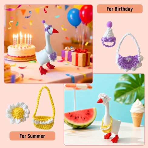 6 قطع من ملابس الإوزة المكتبية مقاس 7 بوصات قبعات كروشيه مصنوعة يدويًا لتمثال أوزة مغناطيسي صغير، إكسسوارات ديكور لطيفة على شكل إوز لعيد الميلاد والهالوين والتخرج in Kuwait