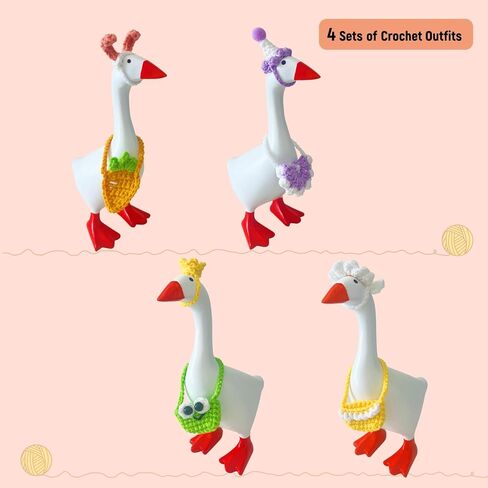 6 قطع من ملابس الإوزة المكتبية مقاس 7 بوصات قبعات كروشيه مصنوعة يدويًا لتمثال أوزة مغناطيسي صغير، إكسسوارات ديكور لطيفة على شكل إوز لعيد الميلاد والهالوين والتخرج in Kuwait