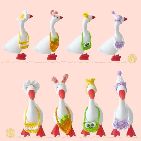 6 قطع من ملابس الإوزة المكتبية مقاس 7 بوصات قبعات كروشيه مصنوعة يدويًا لتمثال أوزة مغناطيسي صغير، إكسسوارات ديكور لطيفة على شكل إوز لعيد الميلاد والهالوين والتخرج in Kuwait