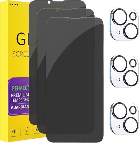 pehael [2+2 Pack iPhone 14 Pro Privacy Screen Protector with Camera Lens Protector Full Coverage Anti-Spy Tempered Glass Film 9H Hardness Upgrade Edge Protection Easy Installation Bubble Free in Kuwait