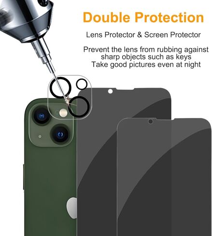 pehael [2+2 Pack iPhone 14 Pro Privacy Screen Protector with Camera Lens Protector Full Coverage Anti-Spy Tempered Glass Film 9H Hardness Upgrade Edge Protection Easy Installation Bubble Free in Kuwait