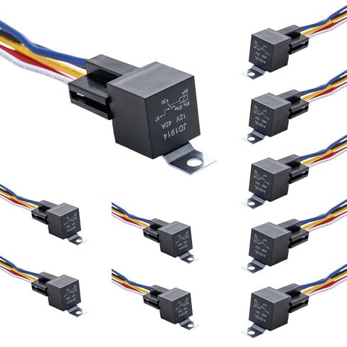10 عبوات 12 فولت 40/30 أمبير 5 دبوس SPDT للسيارة مع سرج - أسلاك نحاسية شديدة التحمل 12 AWG، متوافقة مع قارب دراجة نارية لشاحنة السيارات in Kuwait