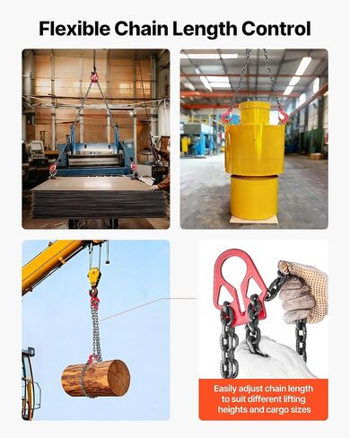 VEVOR Chain Sling, 5/16 inch x 5 ft Lifting Chains with Hooks, G80 Engine Chain Hoist Lifts, 6600 lbs/3 Ton Capacity Lifting Sling Chains for Engine Hoist, Engine Lift Chain with 2 Leg Grab Hooks in Saudi Arabia