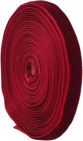 1 Roll Wine Red Gift Wrap Ribbon Christmas Festive Decoration Wedding Scene Velvet Ribbons DIY Arrangement 1cm in Width in Saudi Arabia