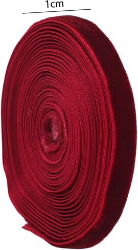 1 Roll Wine Red Gift Wrap Ribbon Christmas Festive Decoration Wedding Scene Velvet Ribbons DIY Arrangement 1cm in Width in Saudi Arabia