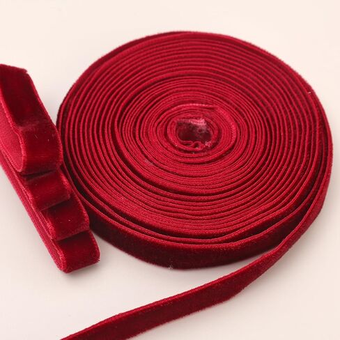 1 Roll Wine Red Gift Wrap Ribbon Christmas Festive Decoration Wedding Scene Velvet Ribbons DIY Arrangement 1cm in Width in Saudi Arabia