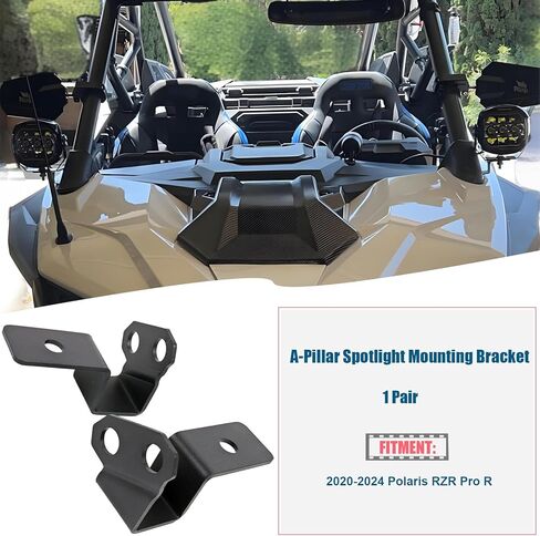 1 Pair RZR A-Pillar Light Mounting Bracket, Rust Proof LED Cube Work Light Mount Compatible with UTV Polaris RZR Pro R 2020-2024 (for Mounting 1 Cube Light) in Saudi Arabia