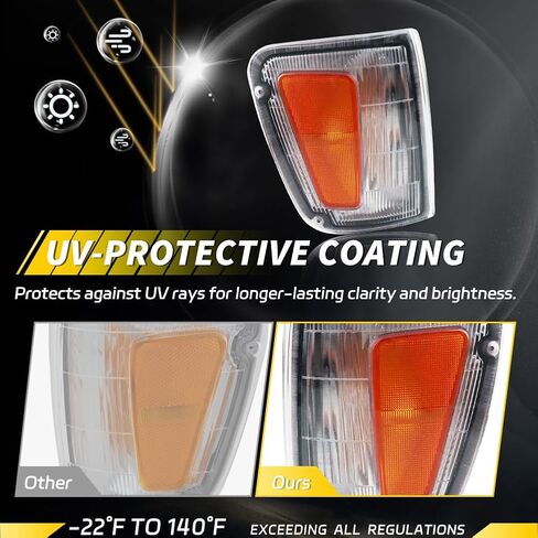 Parking Corner Side Marker Light Housing Compatible with 1993 1994 1995 1996 1997 1998 Toyo-ta T100, [DOT Certified] Turn Signal Marker Light Cover [No Bulbs], 2 PCS, Amber Lens in Saudi Arabia