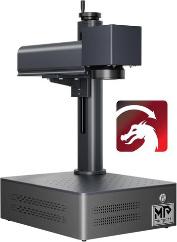 نقش ألياف ليزر Monport 30 وات ومحور دوار، آلة وسم ألياف ليزر متوافقة مع LightBurn مع مؤشر نقطة حمراء عمر افتراضي يصل إلى 100000 ساعة، آلة حفر معدنية على سطح العمل 5.9 بوصة × 5.9 بوصة لوضع علامات على المعادن in Kuwait