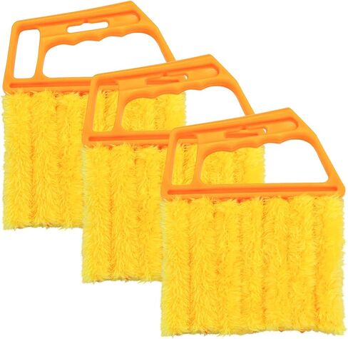 3PCS Blind Cleaner Duster Tool, 7 Fingers Microfiber Handheld Shutter Cleaning Brush for Car Air Conditioner, Detachable Auto Air Vent Dusting Cleaner, Universal for Most Vehicles (Orange) in Saudi Arabia