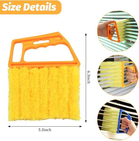 3PCS Blind Cleaner Duster Tool, 7 Fingers Microfiber Handheld Shutter Cleaning Brush for Car Air Conditioner, Detachable Auto Air Vent Dusting Cleaner, Universal for Most Vehicles (Orange) in Saudi Arabia