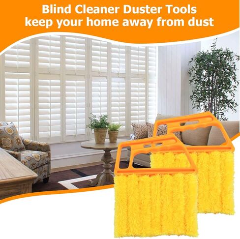 3PCS Blind Cleaner Duster Tool, 7 Fingers Microfiber Handheld Shutter Cleaning Brush for Car Air Conditioner, Detachable Auto Air Vent Dusting Cleaner, Universal for Most Vehicles (Orange) in Saudi Arabia