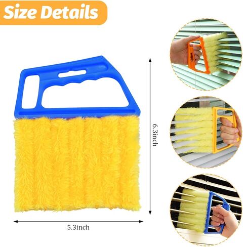 3PCS Blind Cleaner Duster Tool, 7 Fingers Microfiber Handheld Shutter Cleaning Brush for Car Air Conditioner, Detachable Auto Air Vent Dusting Cleaner, Universal for Most Vehicles (Orange) in Saudi Arabia