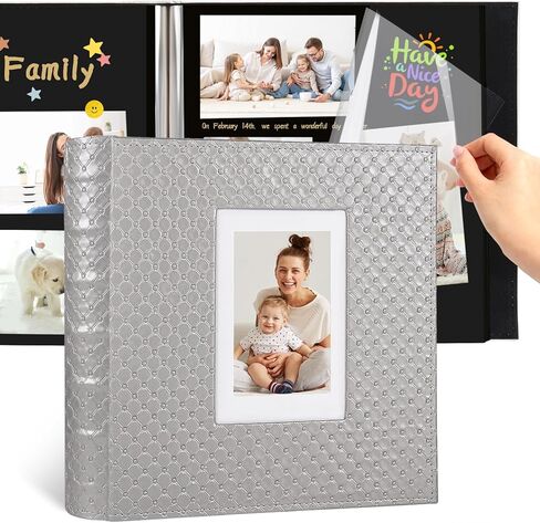 RECUTMS 60 Pages DIY Scrap book Photo Album 4x6 5x7 8x10 Pictures PU Leather Cover Wedding Photo Album Baby Picture Book Family Pictures of Any Size Scrapbook Album(White) in Kuwait