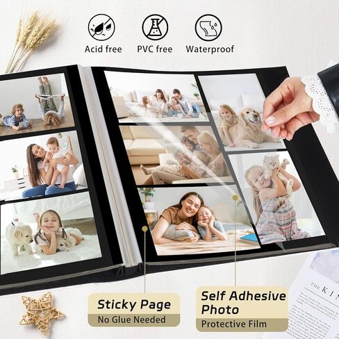 RECUTMS 60 Pages DIY Scrap book Photo Album 4x6 5x7 8x10 Pictures PU Leather Cover Wedding Photo Album Baby Picture Book Family Pictures of Any Size Scrapbook Album(White) in Kuwait