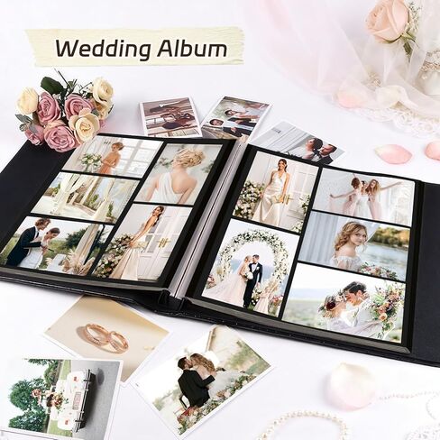 RECUTMS 60 Pages DIY Scrap book Photo Album 4x6 5x7 8x10 Pictures PU Leather Cover Wedding Photo Album Baby Picture Book Family Pictures of Any Size Scrapbook Album(White) in Kuwait
