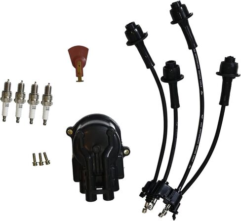 80919-76103-71 Tune Up Kit Distributor Cap + Ignition Rotor + Spark Plugs + Ignition Wire Set Compatible with Toyota W/4Y Engine, Compatible with Toyota Forklift 5FG, 6FG, 7FG, and 8FG Series in Saudi Arabia