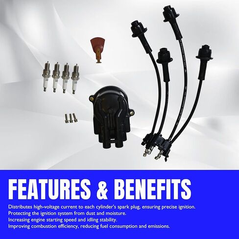 80919-76103-71 Tune Up Kit Distributor Cap + Ignition Rotor + Spark Plugs + Ignition Wire Set Compatible with Toyota W/4Y Engine, Compatible with Toyota Forklift 5FG, 6FG, 7FG, and 8FG Series in Saudi Arabia