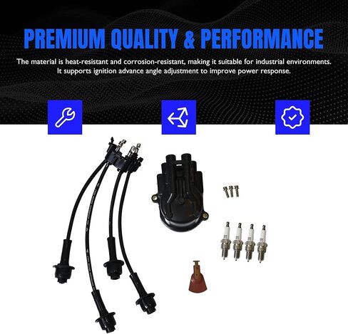 80919-76103-71 Tune Up Kit Distributor Cap + Ignition Rotor + Spark Plugs + Ignition Wire Set Compatible with Toyota W/4Y Engine, Compatible with Toyota Forklift 5FG, 6FG, 7FG, and 8FG Series in Saudi Arabia