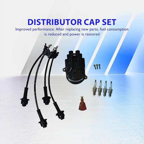 80919-76103-71 Tune Up Kit Distributor Cap + Ignition Rotor + Spark Plugs + Ignition Wire Set Compatible with Toyota W/4Y Engine, Compatible with Toyota Forklift 5FG, 6FG, 7FG, and 8FG Series in Saudi Arabia