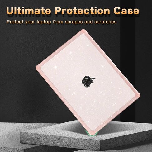 MOSISO Compatible with MacBook Air 15 inch Case 2025 2024 2023 M4 A3241 M3 A3114 M2 A2941,Anti-Cracking Heavy Duty Glitter Plastic Hard Case with TPU Bumper&Keyboard Cover&Screen Film, Pink in Saudi Arabia