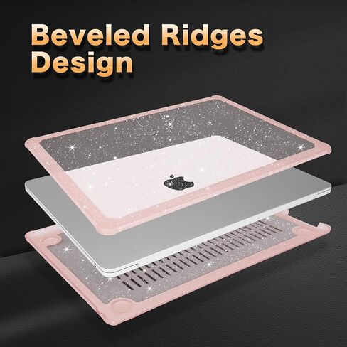MOSISO Compatible with MacBook Air 15 inch Case 2025 2024 2023 M4 A3241 M3 A3114 M2 A2941,Anti-Cracking Heavy Duty Glitter Plastic Hard Case with TPU Bumper&Keyboard Cover&Screen Film, Pink in Saudi Arabia